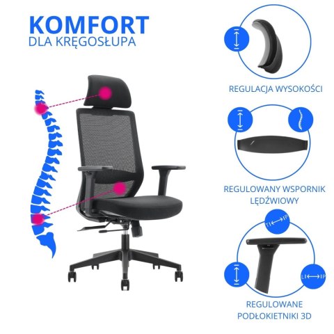 Fotel ergonomiczny ANGEL biurowy obrotowy Perun