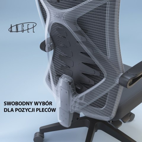 Fotel ergonomiczny ANGEL biurowy obrotowy Spino szary