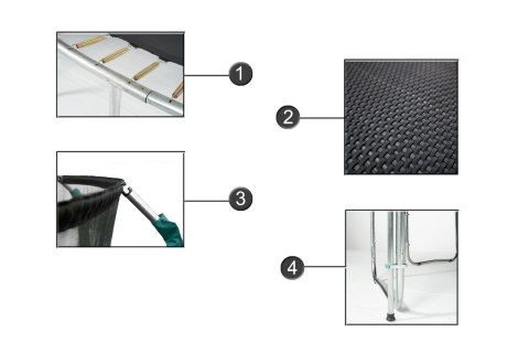 Trampolina Ogrodowa Jumpi 374cm/12FT Maxy Comfort Zielona Z Wewnętrzną Siatką