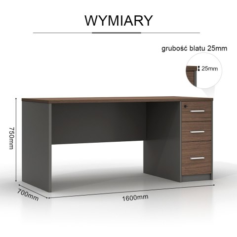 Biurko Angel Loft Work Dark 160 cm