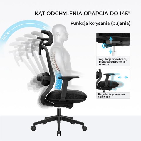 Fotel biurowy ergonomiczny ANGEL fizjO z funkcją masażu