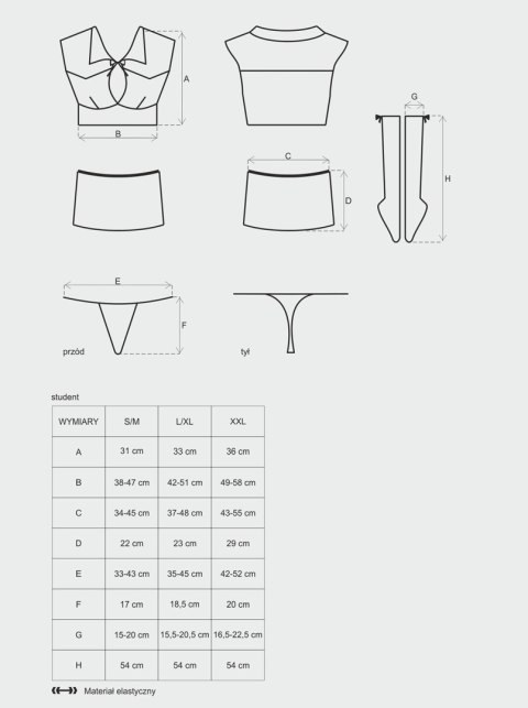 Kostium erotyczny uczennica przebranie student s/m