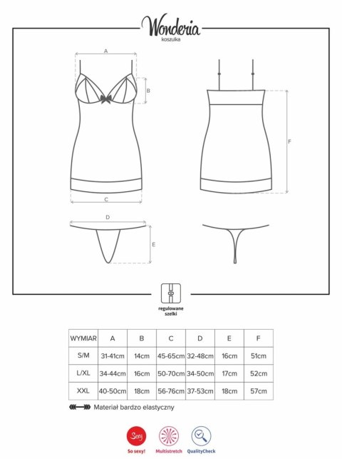 Przejrzysta koszulka komplet stringi wonderia s/m