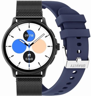 Gravity Smartwatch Damski GRAVITY GT12-2 Granatowy Pasek Silikonowy + Czarna Bransoleta