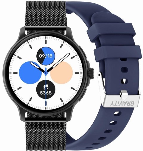 Gravity Smartwatch Damski GRAVITY GT12-2 Granatowy Pasek Silikonowy + Czarna Bransoleta