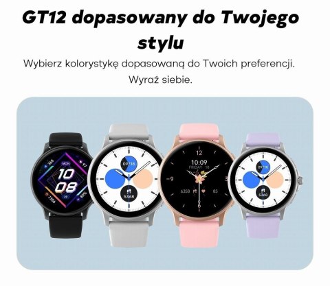 Gravity Smartwatch Damski GRAVITY GT12-2 Granatowy Pasek Silikonowy + Czarna Bransoleta