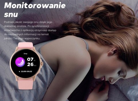 Gravity Smartwatch Damski GRAVITY GT12-3 Różowy Pasek Silikonowy + Bransoleta Różowe Złoto