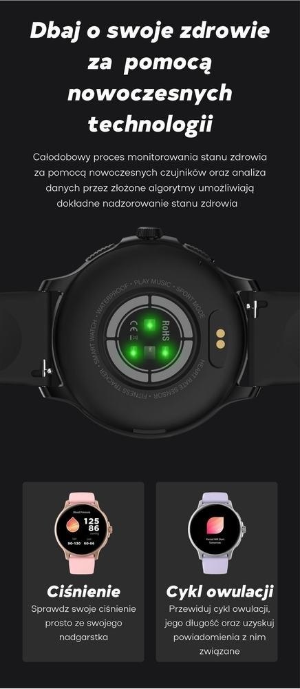 Gravity Smartwatch Damski GRAVITY GT12-3 Różowy Pasek Silikonowy + Bransoleta Różowe Złoto