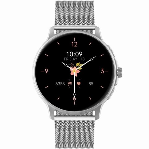 Gravity Smartwatch Damski GRAVITY GT12-6 Fioletowy Pasek Silikonowy + Srebrna Bransoleta