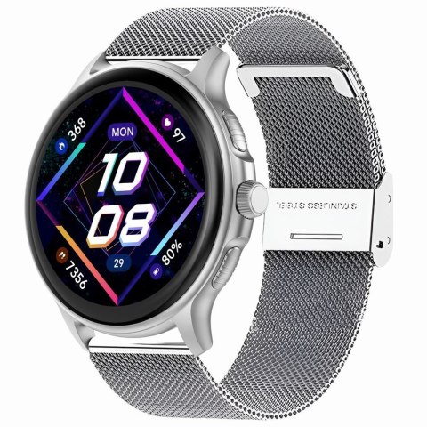 Gravity Smartwatch Damski GRAVITY GT12-7 Czarny Pasek Silikonowy + Srebrna Bransoleta