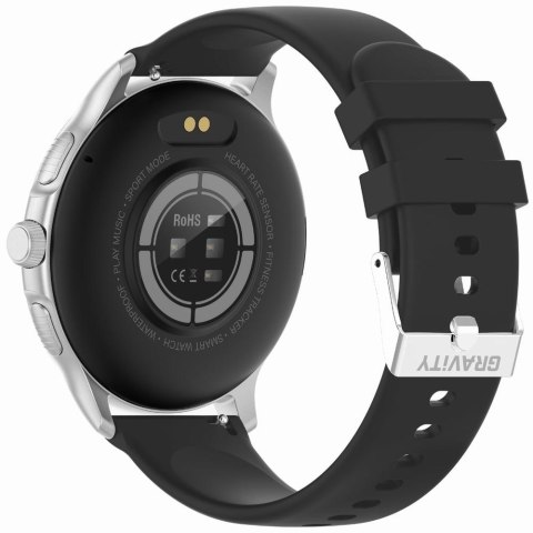 Gravity Smartwatch Damski GRAVITY GT12-7 Czarny Pasek Silikonowy + Srebrna Bransoleta