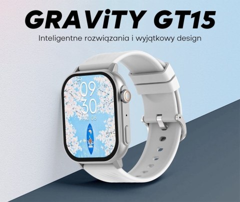 Gravity Smartwatch Damski GRAVITY GT15-11 Granatowy Pasek Silikonowy + Złota Bransoleta