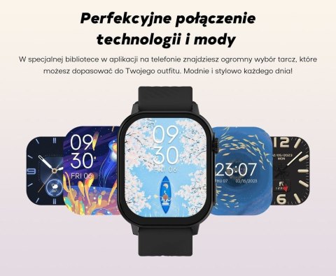 Gravity Smartwatch Damski GRAVITY GT15-11 Granatowy Pasek Silikonowy + Złota Bransoleta