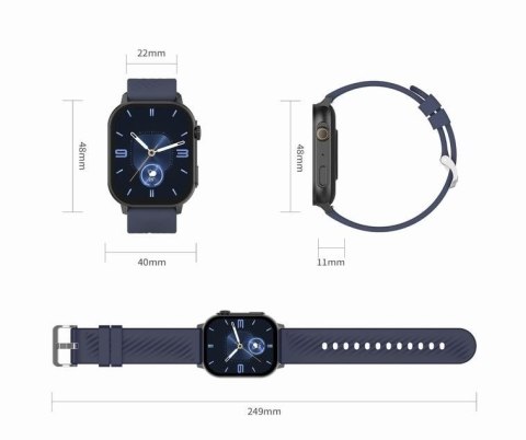 Gravity Smartwatch Damski GRAVITY GT15-11 Granatowy Pasek Silikonowy + Złota Bransoleta