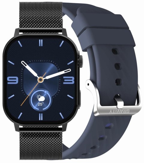 Gravity Smartwatch Damski GRAVITY GT15-12 Granatowy Pasek Silikonowy + Czarna Bransoleta