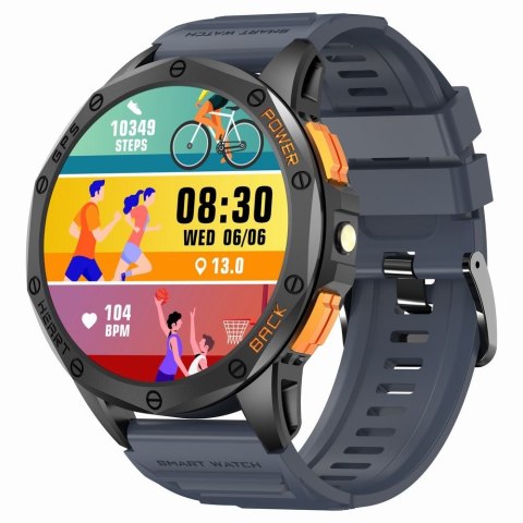 Gravity Smartwatch Męski GRAVITY GPS GT24-1 Czarny Pasek Silikonowy + Granatowy Pasek Silikonowy