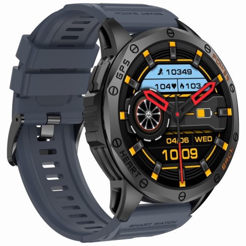 Gravity Smartwatch Męski GRAVITY GPS GT24-1 Czarny Pasek Silikonowy + Granatowy Pasek Silikonowy