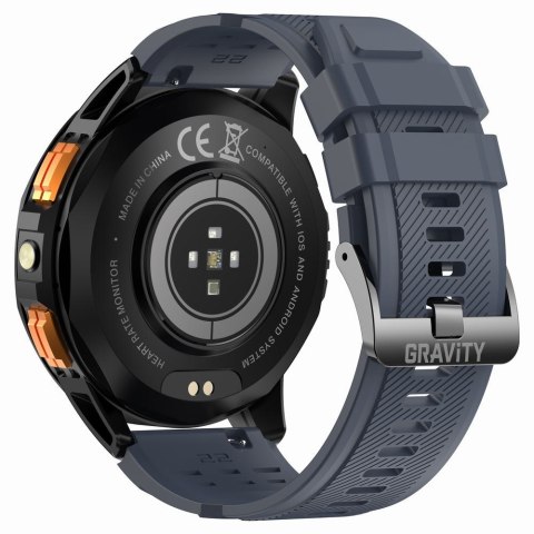 Gravity Smartwatch Męski GRAVITY GPS GT24-1 Czarny Pasek Silikonowy + Granatowy Pasek Silikonowy