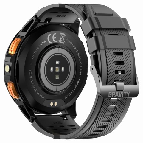 Gravity Smartwatch Męski GRAVITY GPS GT24-1 Czarny Pasek Silikonowy + Granatowy Pasek Silikonowy