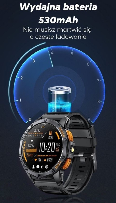 Gravity Smartwatch Męski GRAVITY GPS GT24-1 Czarny Pasek Silikonowy + Granatowy Pasek Silikonowy
