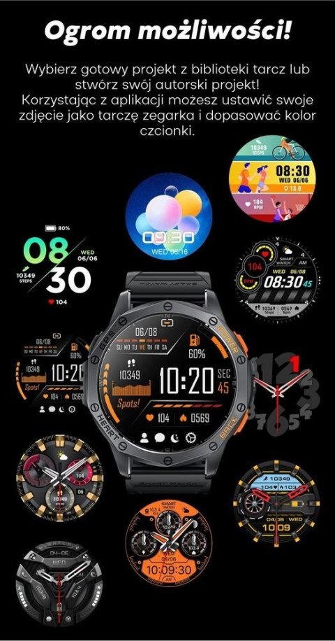 Gravity Smartwatch Męski GRAVITY GPS GT24-1 Czarny Pasek Silikonowy + Granatowy Pasek Silikonowy