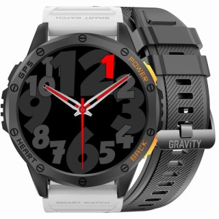 Gravity Smartwatch Męski GRAVITY GPS GT24-2 Czarny Pasek Silikonowy + Biały Pasek Silikonowy