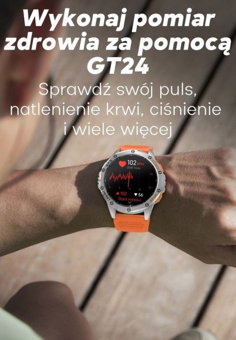 Gravity Smartwatch Męski GRAVITY GPS GT24-2 Czarny Pasek Silikonowy + Biały Pasek Silikonowy