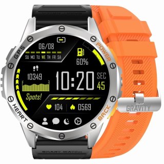 Gravity Smartwatch Męski GRAVITY GPS GT24-4 Czarny Pasek Silikonowy + Pomarańczowy Pasek Silikonowy