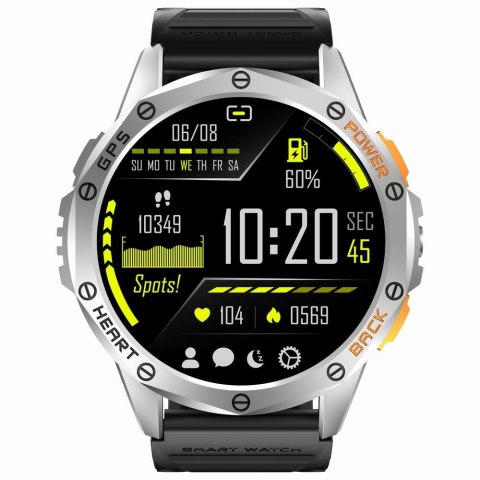 Gravity Smartwatch Męski GRAVITY GPS GT24-4 Czarny Pasek Silikonowy + Pomarańczowy Pasek Silikonowy