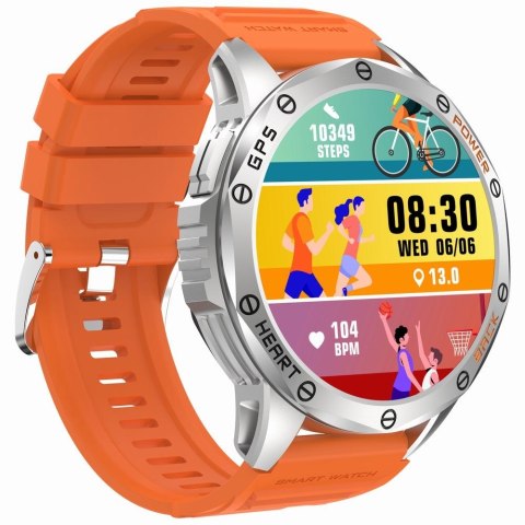 Gravity Smartwatch Męski GRAVITY GPS GT24-4 Czarny Pasek Silikonowy + Pomarańczowy Pasek Silikonowy