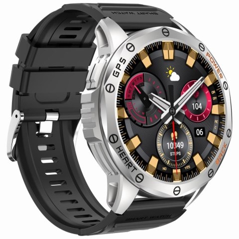 Gravity Smartwatch Męski GRAVITY GPS GT24-4 Czarny Pasek Silikonowy + Pomarańczowy Pasek Silikonowy