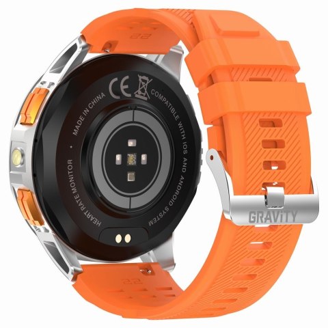 Gravity Smartwatch Męski GRAVITY GPS GT24-4 Czarny Pasek Silikonowy + Pomarańczowy Pasek Silikonowy