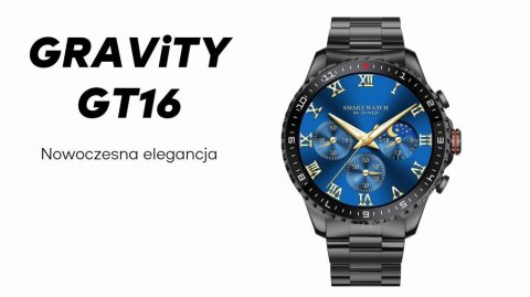 Gravity Smartwatch Męski GRAVITY GT16-2 Black / Czarna Bransoleta