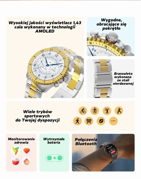 Gravity Smartwatch Męski GRAVITY GT16-2 Black / Czarna Bransoleta