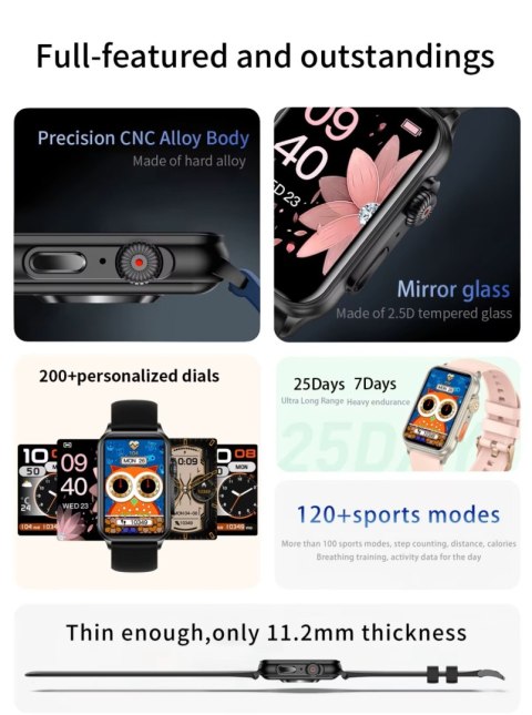 RUBICON Smartwatch Damski RUBICON RNCF06 Black/Dark Blue SMARUB220