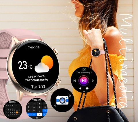 RUBICON Smartwatch Damski RUBICON RNCF09 Rose Gold/Pink SMARUB234