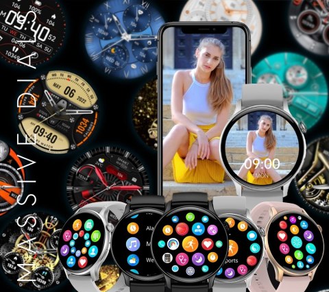 RUBICON Smartwatch Damski RUBICON RNCF10 Silver/Grey SMARUB238