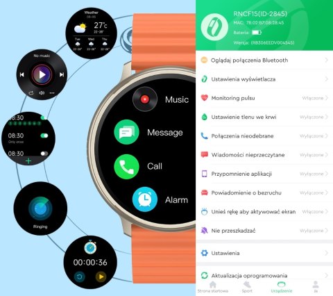 RUBICON Smartwatch Damski RUBICON RNCF15 Tytan/Light Latte SMARUB260