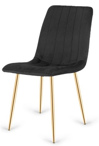 Lugano Krzesło tapicerowane AURORA VELVET BLACK GOLD