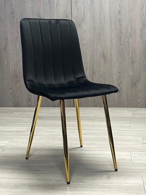 Lugano Krzesło tapicerowane AURORA VELVET BLACK GOLD