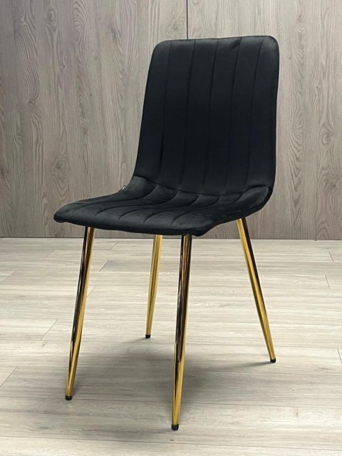 Lugano Krzesło tapicerowane AURORA VELVET BLACK GOLD