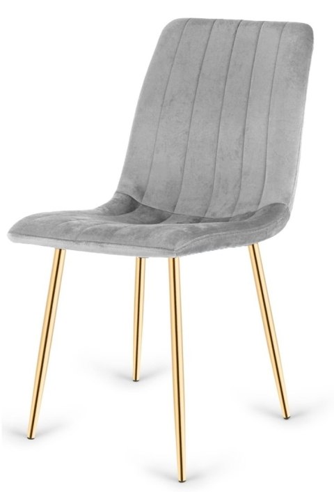 Lugano Krzesło tapicerowane AURORA VELVET LIGHT GREY GOLD