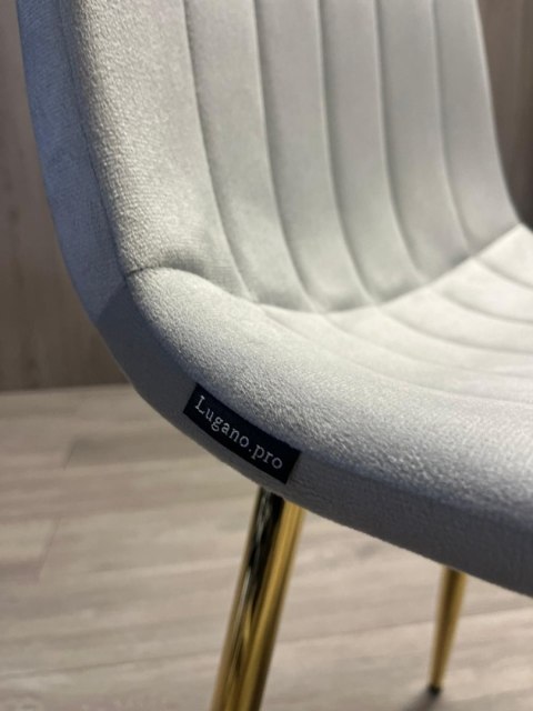 Lugano Krzesło tapicerowane AURORA VELVET LIGHT GREY GOLD