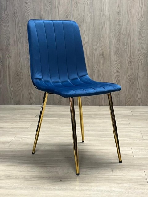 Lugano Krzesło tapicerowane AURORA VELVET NAVY BLUE GOLD