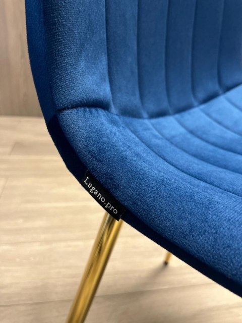 Lugano Krzesło tapicerowane AURORA VELVET NAVY BLUE GOLD