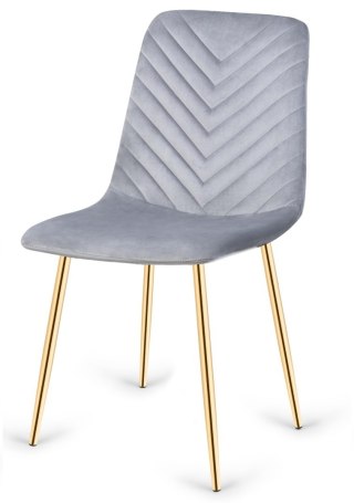 Lugano Krzesło tapicerowane TRIO VELVET LIGHT GREY GOLD
