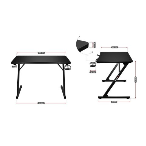 Biurko gamingowe Hero 1.8 Black 100 cm