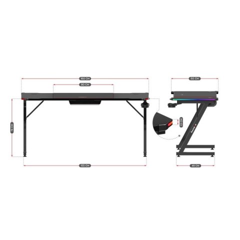 Biurko gamingowe Hero 4.8 RGB 160 cm
