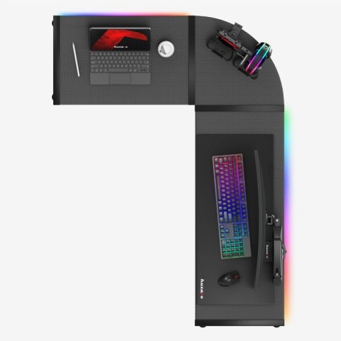 Biurko gamingowe narożne Hero 6.0 RGB Black 147 cm