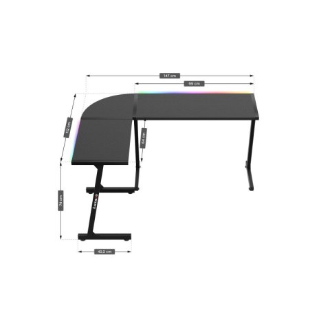 Biurko gamingowe narożne Hero 6.0 RGB Black 147 cm